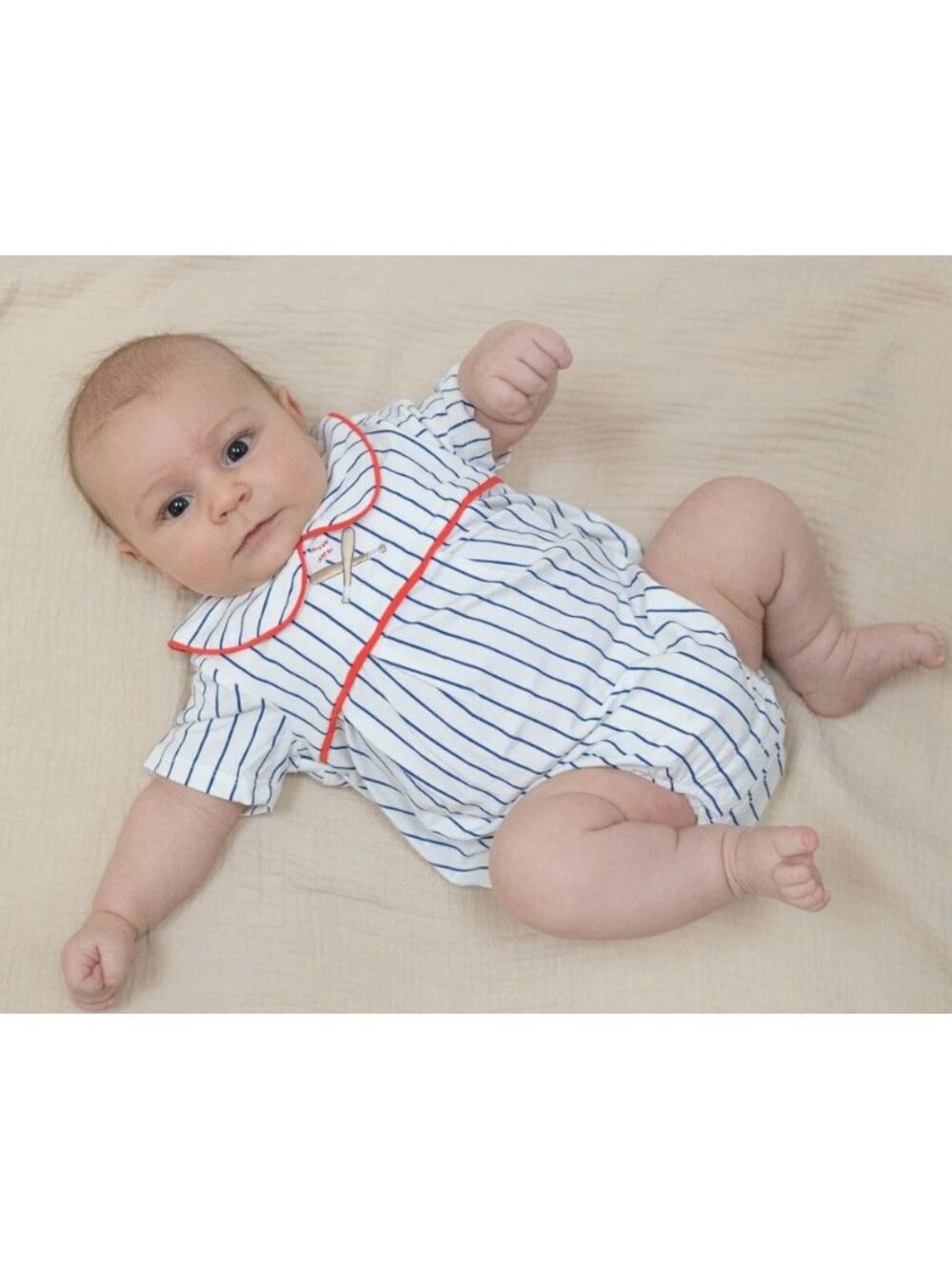 NWT Angel Dear Baseball Stripe Classic Box Pleat Bubble 0-3 M Month Baby Girl